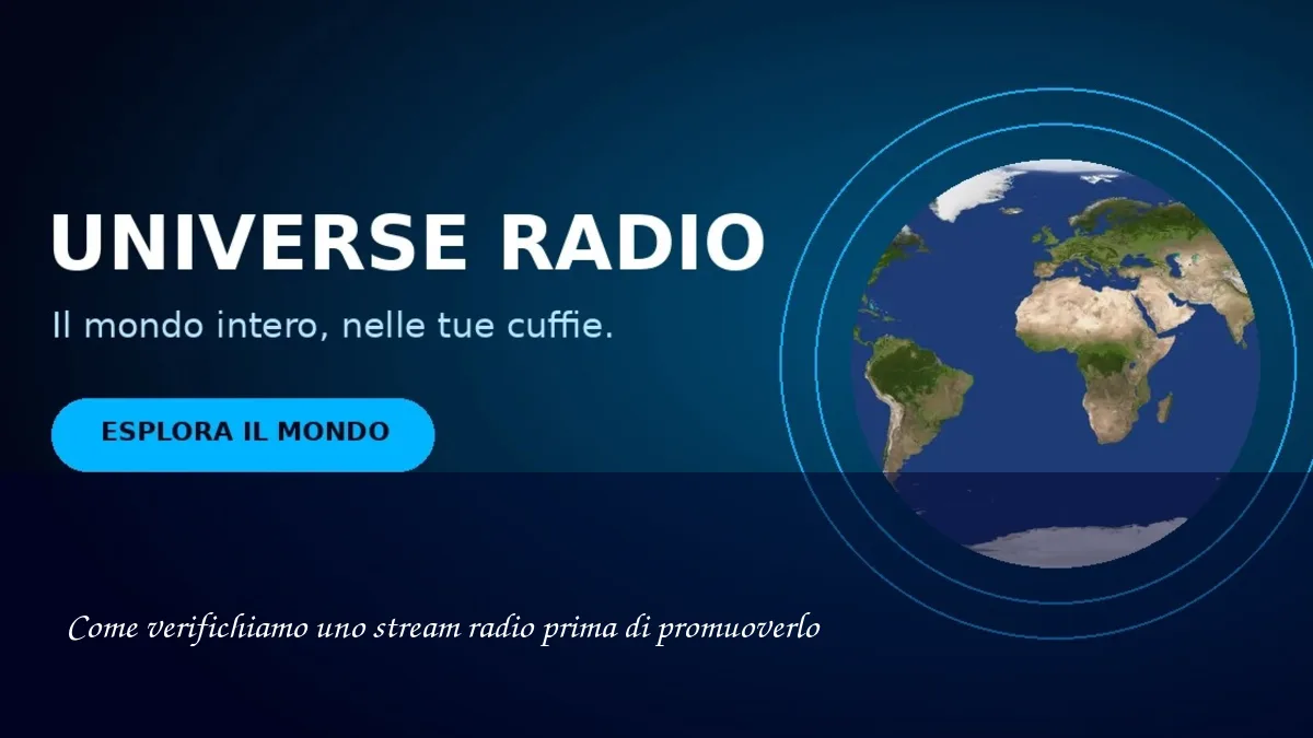 Illustrazione editoriale: Come verifichiamo uno stream radio prima di promuoverlo