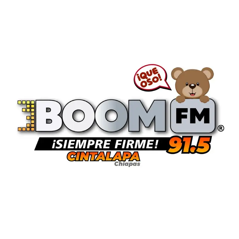 91.5 Boom FM (Cintalapa) - 91.5 FM - XHCCAG-FM - Cadena Boom FM - Cintalapa, Chiapas radio logo