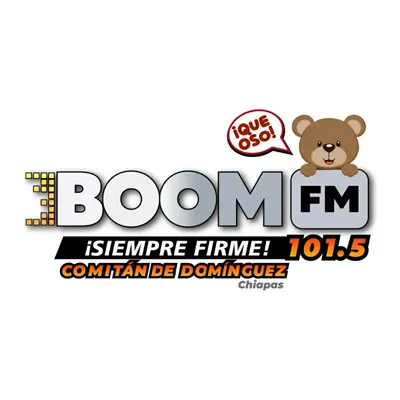 BOOM FM 101.5 (Comitán) - 101.5 FM - XHPCOM-FM - Boom FM - Comitán, Chiapas radio logo